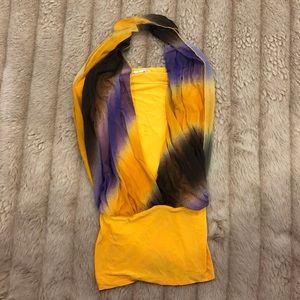 Purple & Yellow Halter Tube Top Hybrid [#GO LAKERS